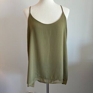 Harlowe & Graham scoop neck camisole,  olive green color. Size L